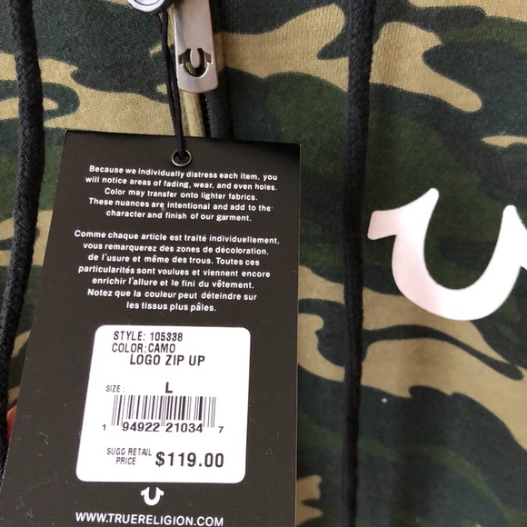 NWT True Religion Camo zip hoodie - Picture 4 of 5